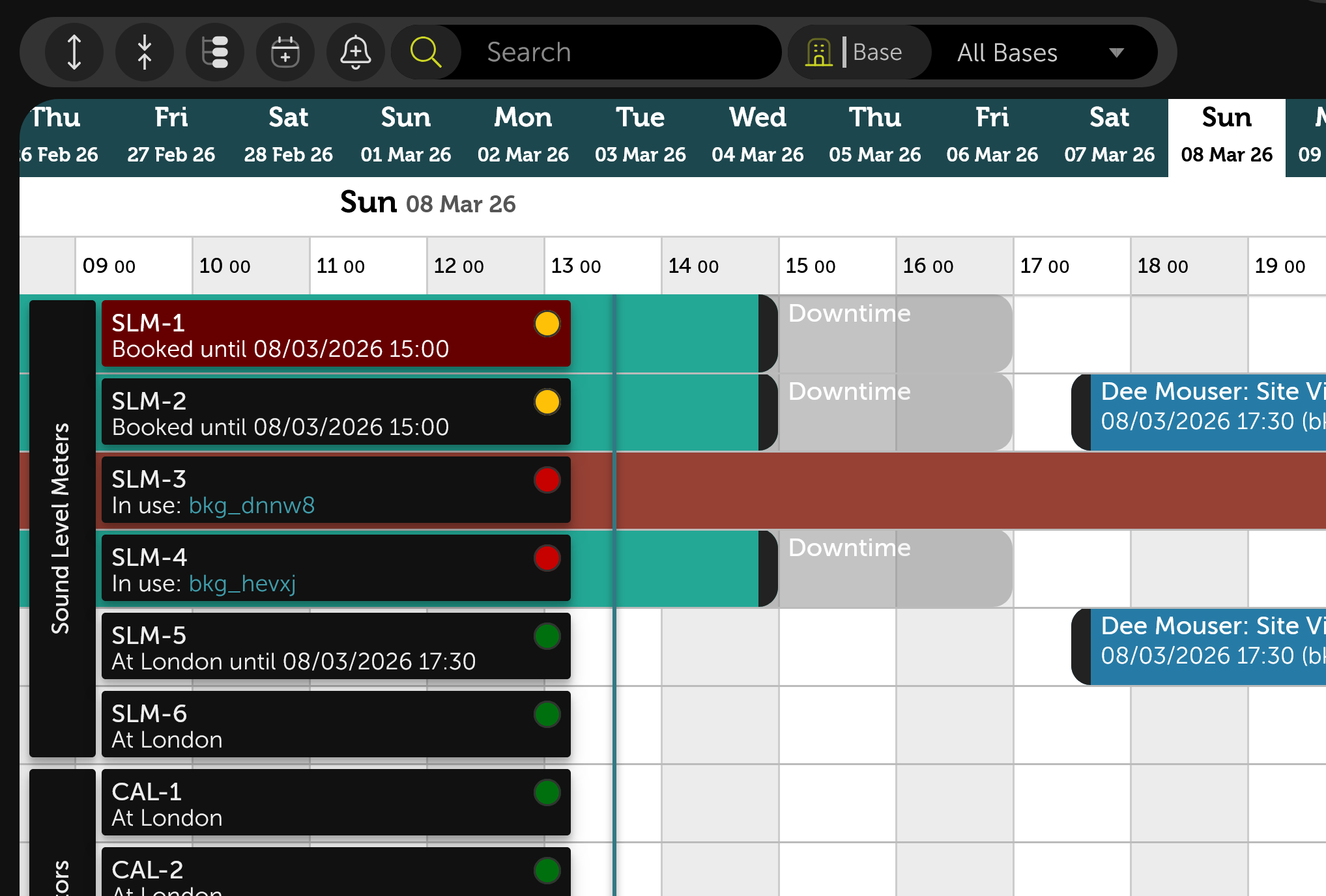KiTrackr equipment availability calendar overlays